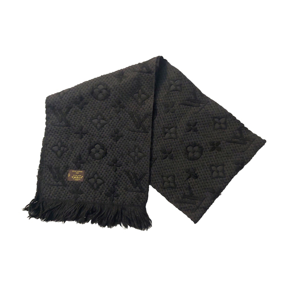 Louis Vuitton LV Monogram Logomania Black & Black Scarf Pre-Owned $635 - Picture 1 of 9